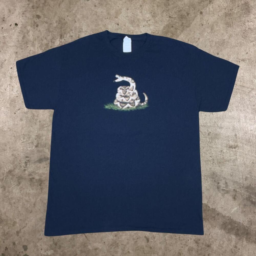 Gadsden Flag Don't Tread On Me Graphic Tee Crew Neck T-Shirt Black Mens Size L